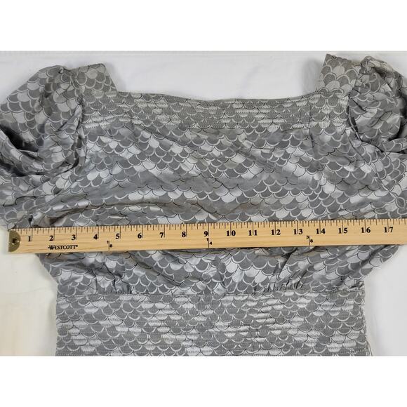 Saks‎ 5th Ave Vintage Adelel Simpson Gray Long Sleeve Zip Back Dress  Size 10 - Picture 12 of 16